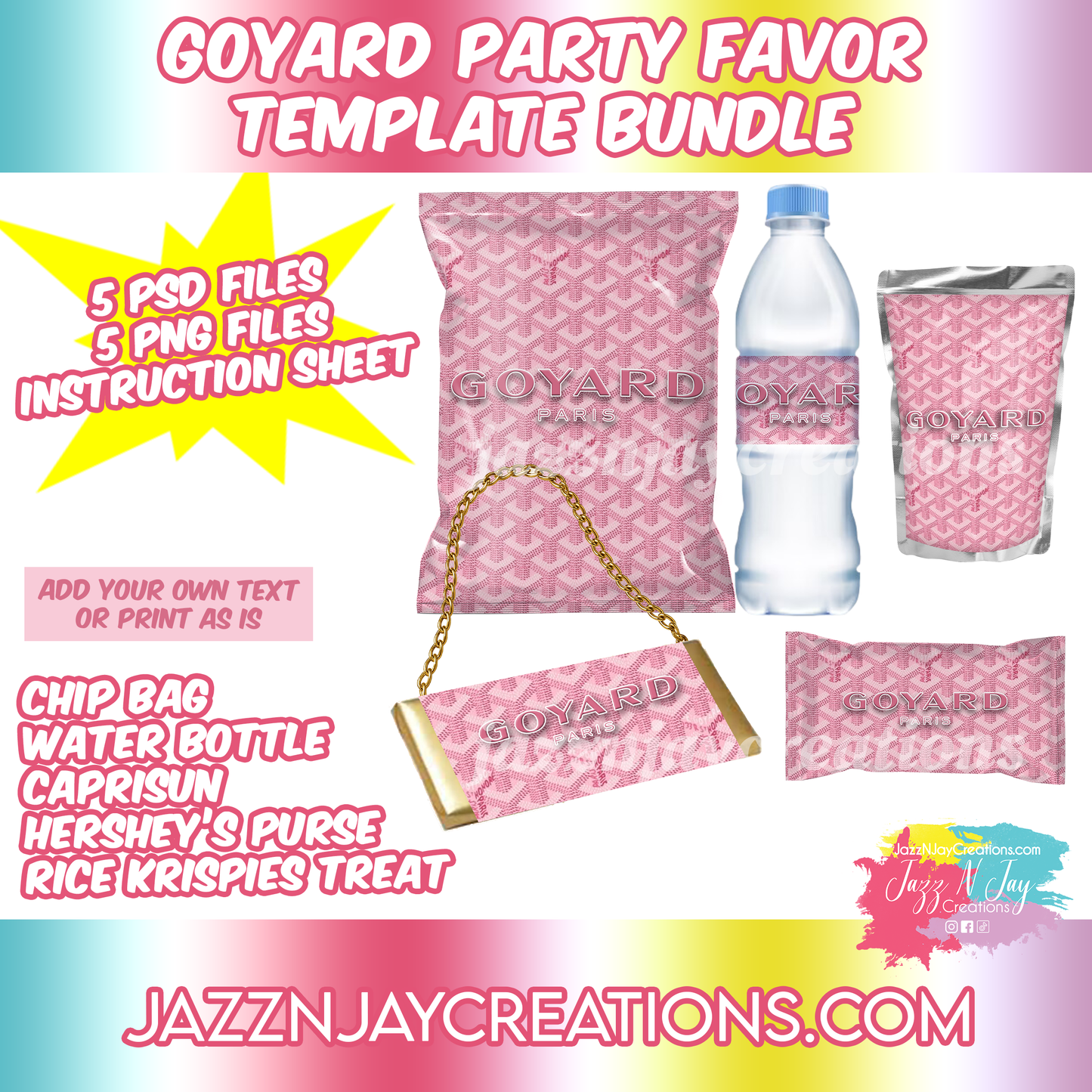 Goyard Pink Party Favor Template Bundle