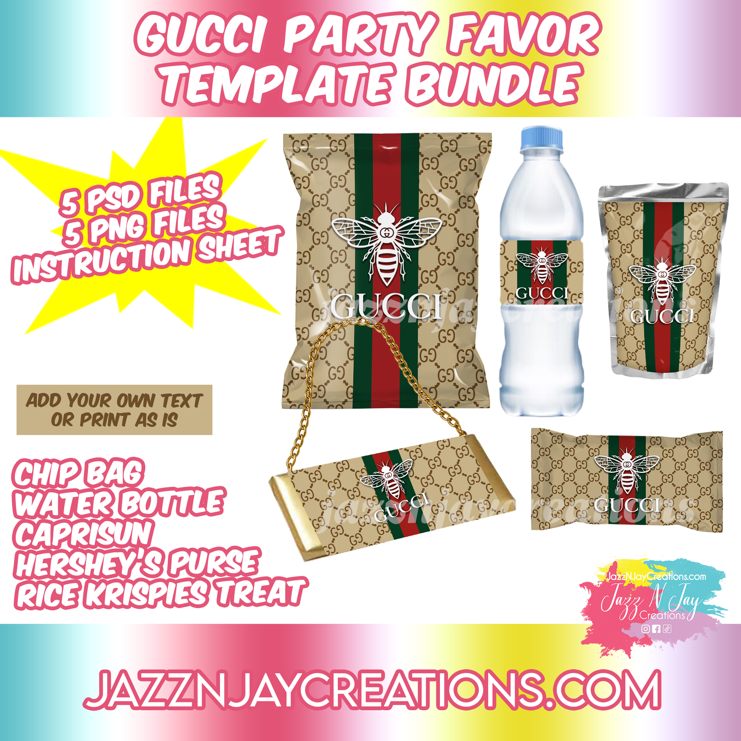 Gucci Party Favor Template Bundle
