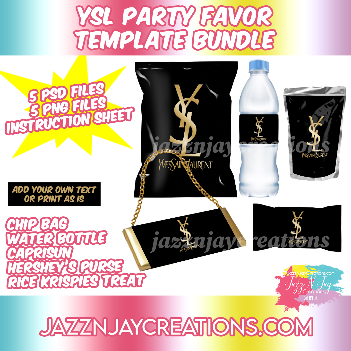 YSL Yves Saint Laurent Party Favor Template Bundle