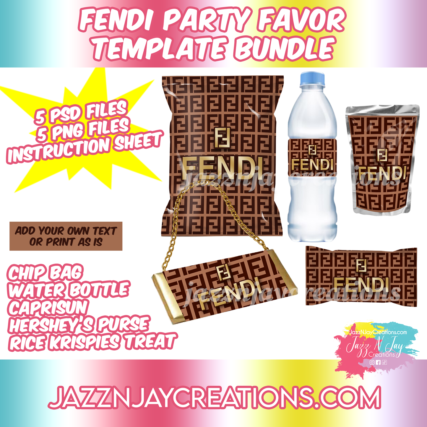 Fendi Party Favor Template Bundle