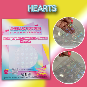Jazz N Jay Supplies - HEARTS Holographic Laminate Sheets