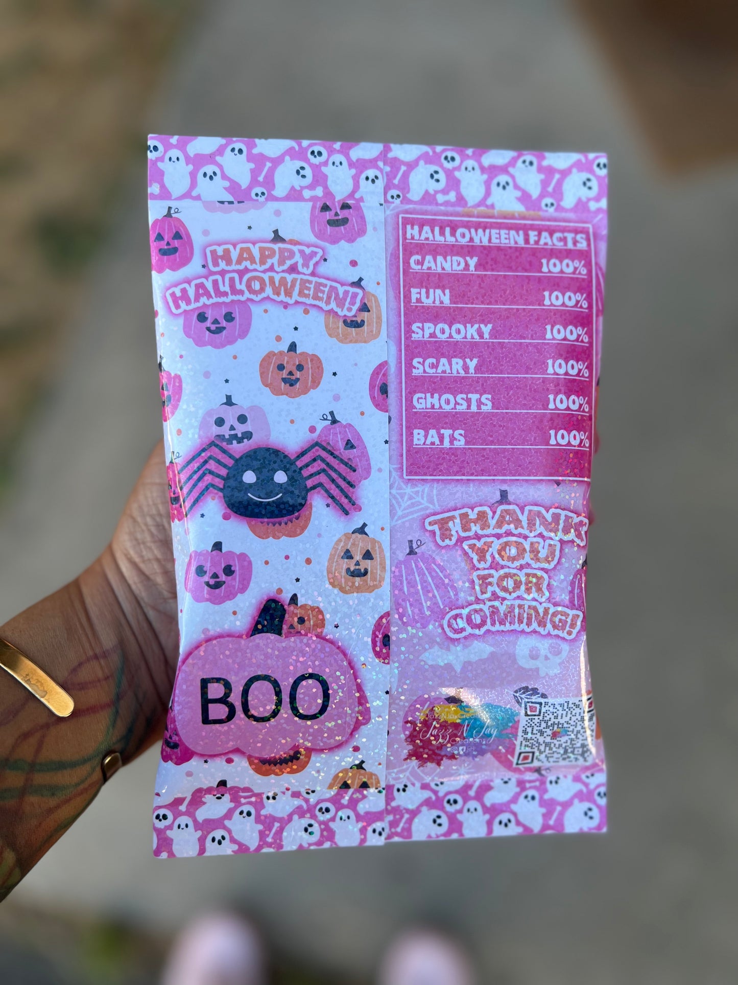 Cute Halloween Chip Bag *Instant Download* Pink Pumpkins