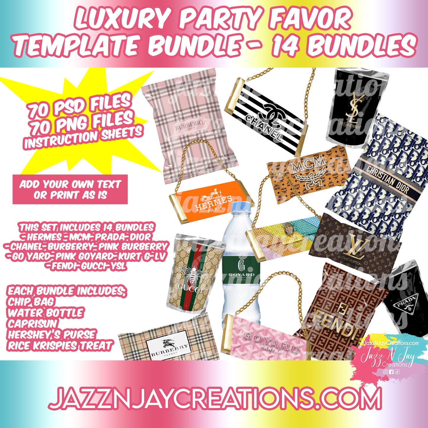 Luxury Party Favor Template Bundles (14 bundles)