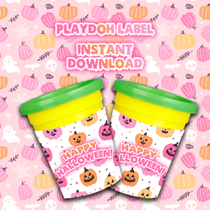 Cute Halloween Play Doh label *Instant Download* Pink Pumpkins