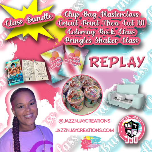 **REPLAY**Class Bundle -Chip Bag Masterclass, Pringles Shaker Class, Coloring Book Class & Cricut Print Then Cut 101 Class