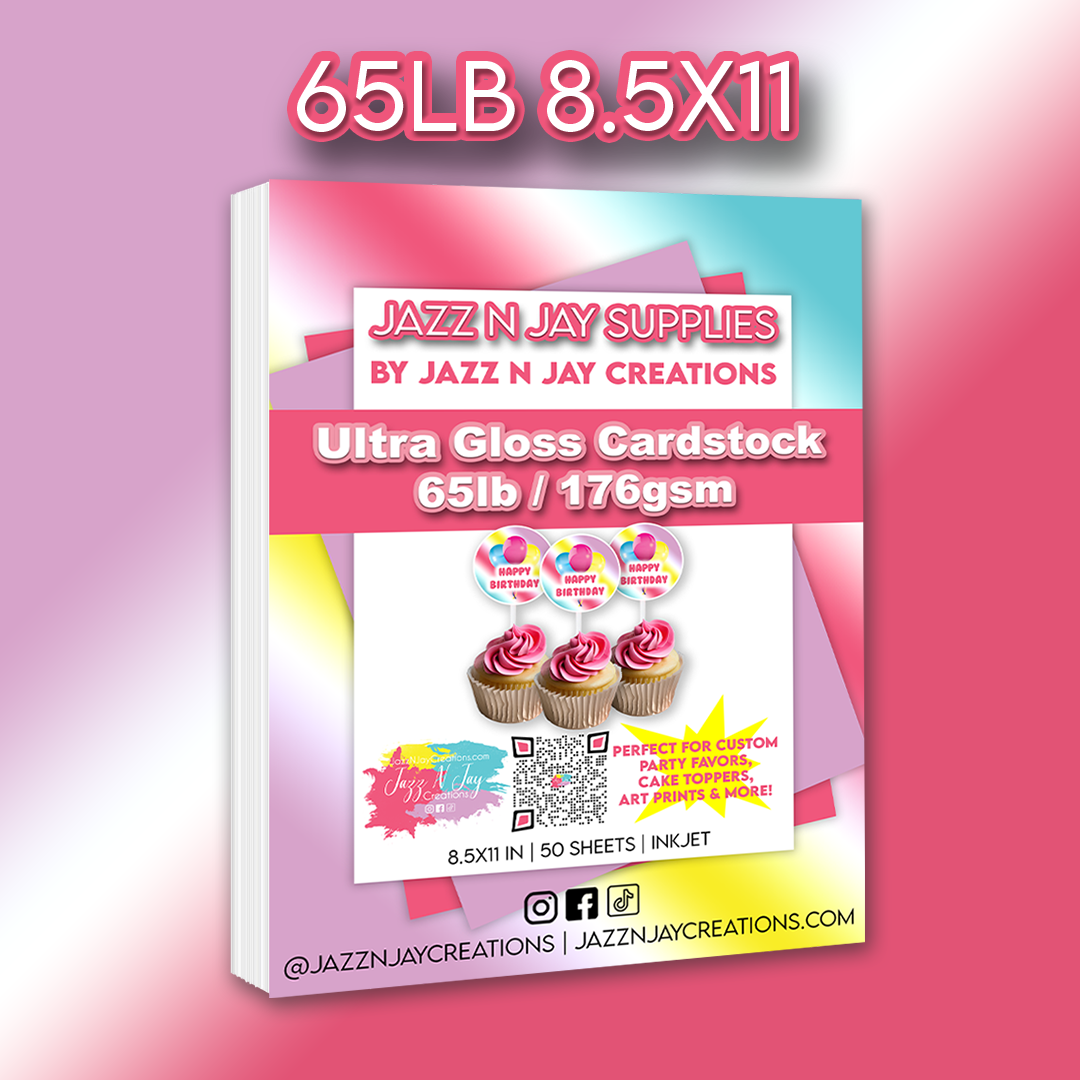 Jazz N Jay Supplies - 65lb | 176gsm Ultra Gloss Cardstock 8.5x11