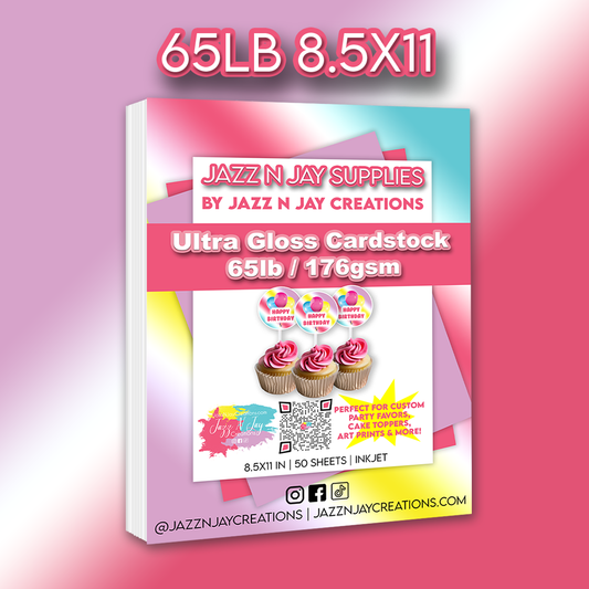 Jazz N Jay Supplies - 65lb | 176gsm Ultra Gloss Cardstock 8.5x11