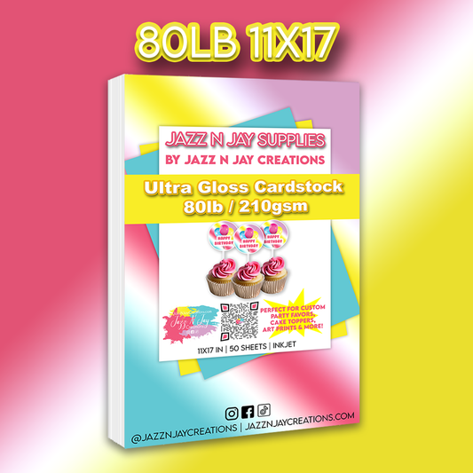 Jazz N Jay Supplies - 80lb | 210gsm Ultra Gloss Cardstock 11x17