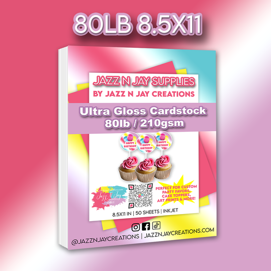 Jazz N Jay Supplies - 80lb | 210gsm Ultra Gloss Cardstock 8.5x11