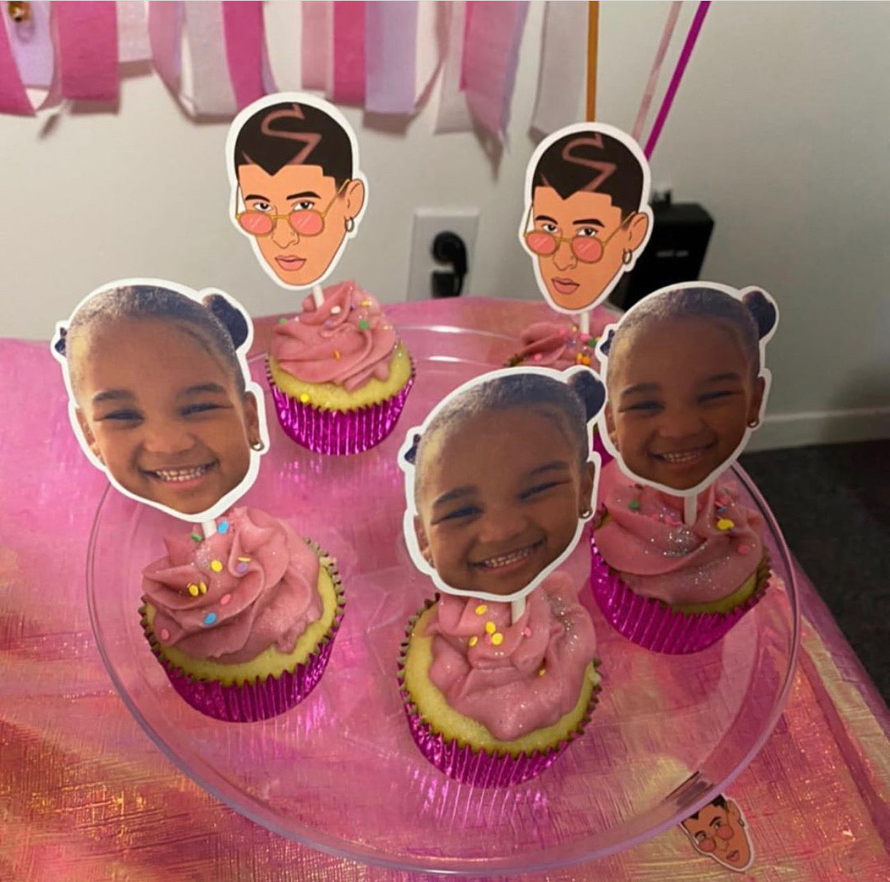 Bad Bunny inspired cupcake toppers