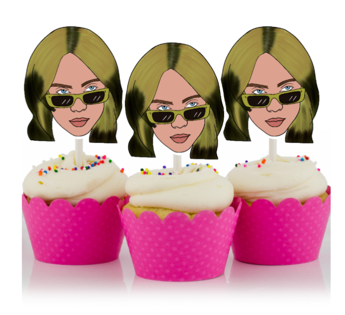 Billie Eilish inspired cupcake toppers