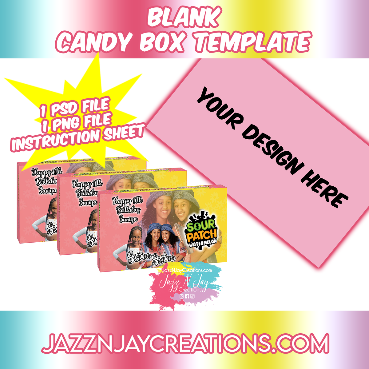 Blank Candy Box Label Template – Jazz N Jay Creations