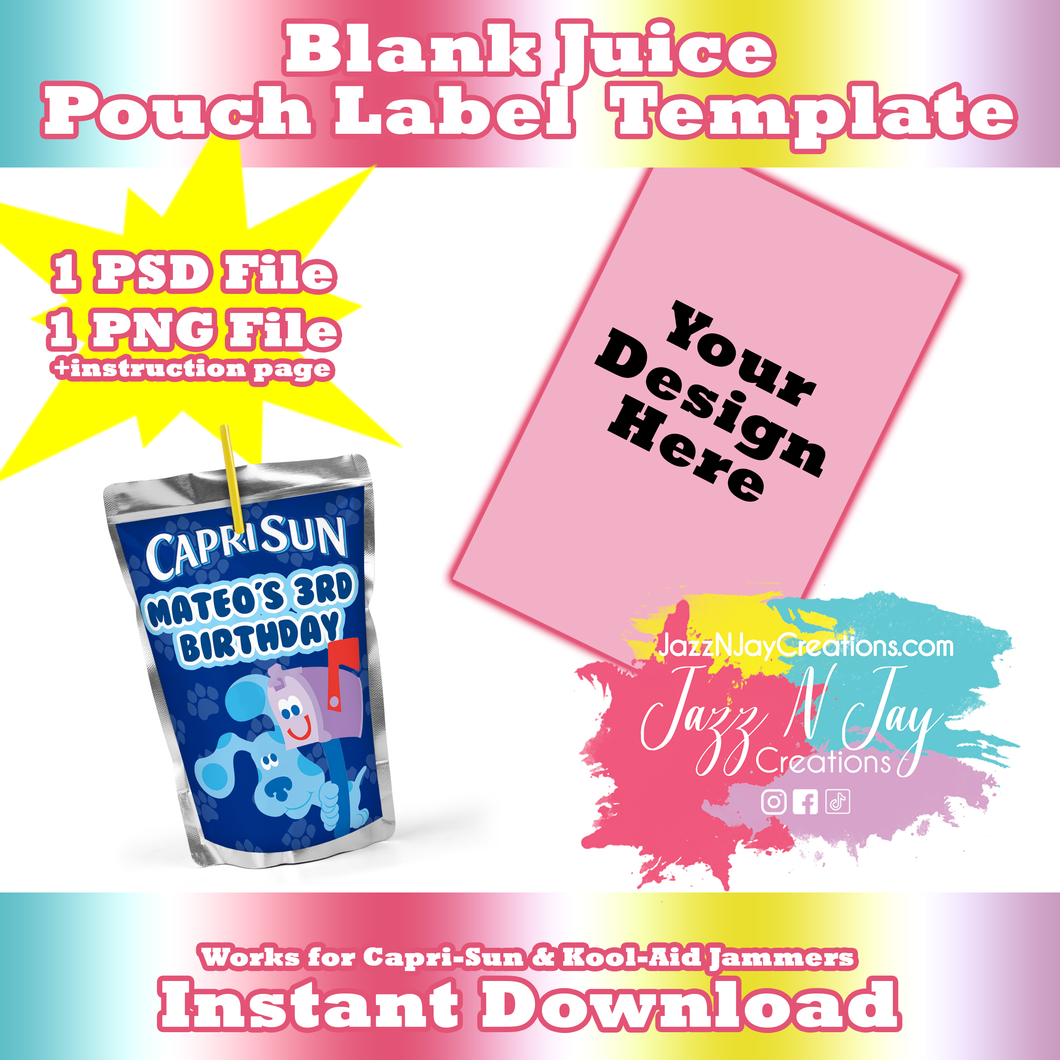 Blank CapriSun / Kool-Aid Jammers Juice Pouch Label Template