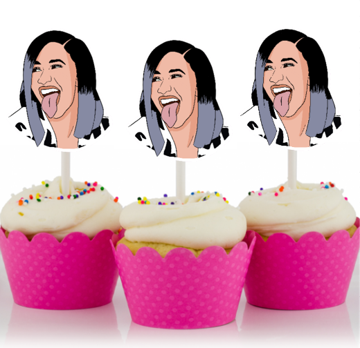 Cardi B inspired cupcake toppers