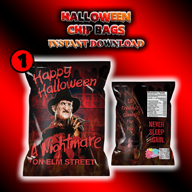 Halloween Chip Bag *Instant Download* Freddy Krueger