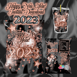 New Year 2023 Chip Bag and Juice Pouch label*Instant Download*