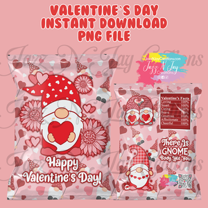 Gnome flower- Valentine's Day Chip Bags *Printable / Instant Download*