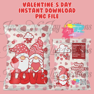 Gnome love- Valentine's Day Chip Bags *Printable / Instant Download*