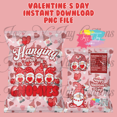 Hanging with my Gnomies- Valentine's Day Chip Bags *Printable / Instant Download*